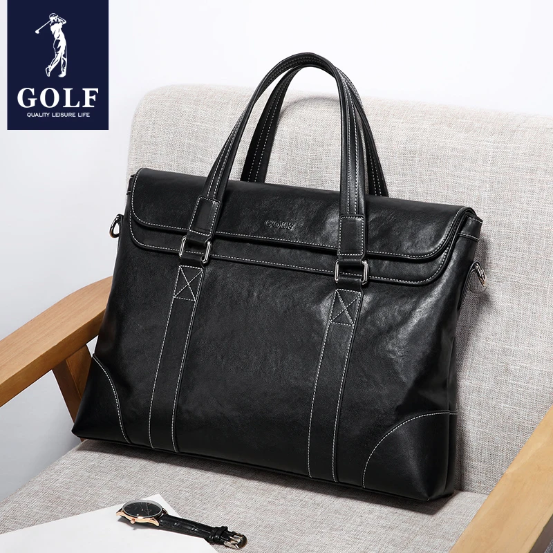 

GOLF briefcase men's business leather minimalist men's handbag large capacity single shoulder crossbody bag leisure commuting
