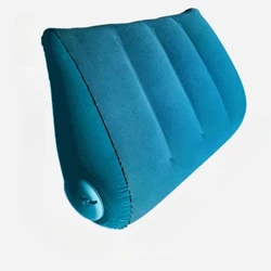 Enhanced Comfort Triangular Travel Pillow: Inflatable Neck and Lumbar Support with Thick Flocking for Air Travel (Blue)
