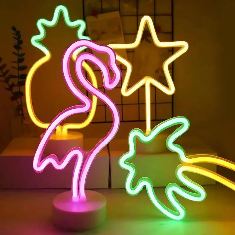 Vibrant LED Neon Night Light - Unicorn, Flamingo, Moon & Rainbow Decor for Kids' Rooms & Home Decor