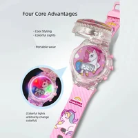 Unicorn Rotating Music Light Electronic Watch Children's Flip up Watch 1