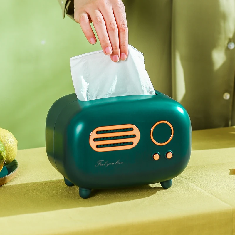 Retro Radio Model Tissue Box Desktop Paper Holder Vintage Dispenser Storage Napkin Case Organizer Ornament Craft Multi-function tissue box,tissue dispenser,napkin holder