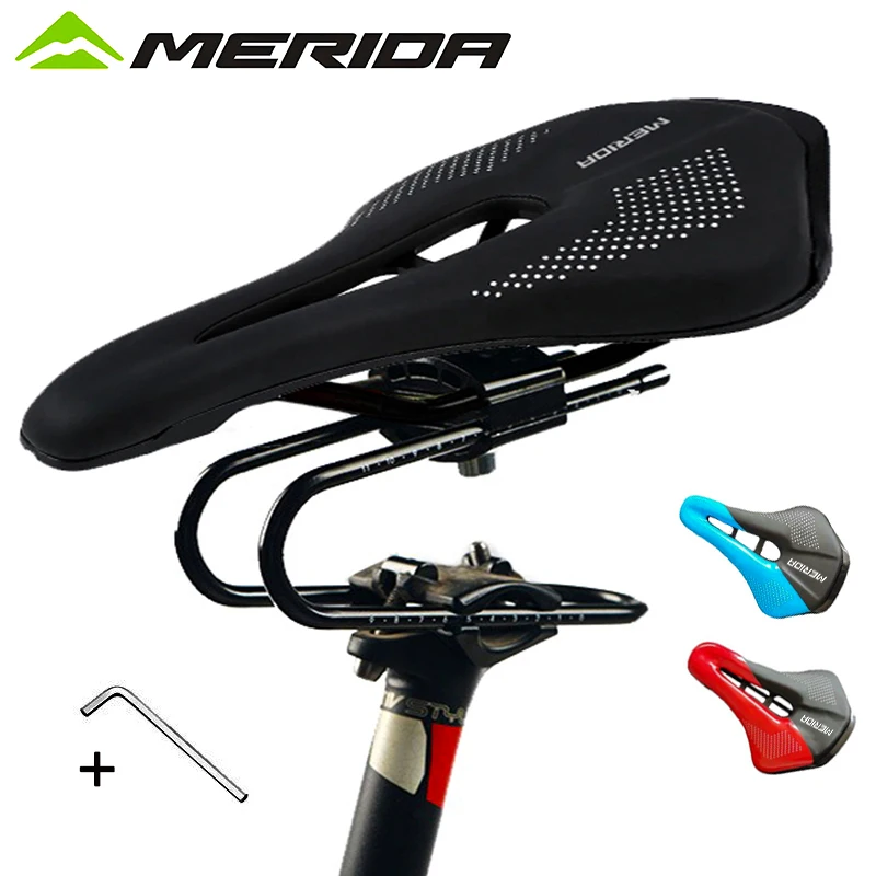 Merida bicycle saddle+spring steel shock absorber mountain bike racing MTB road bike saddle prostate saddle riding accessories