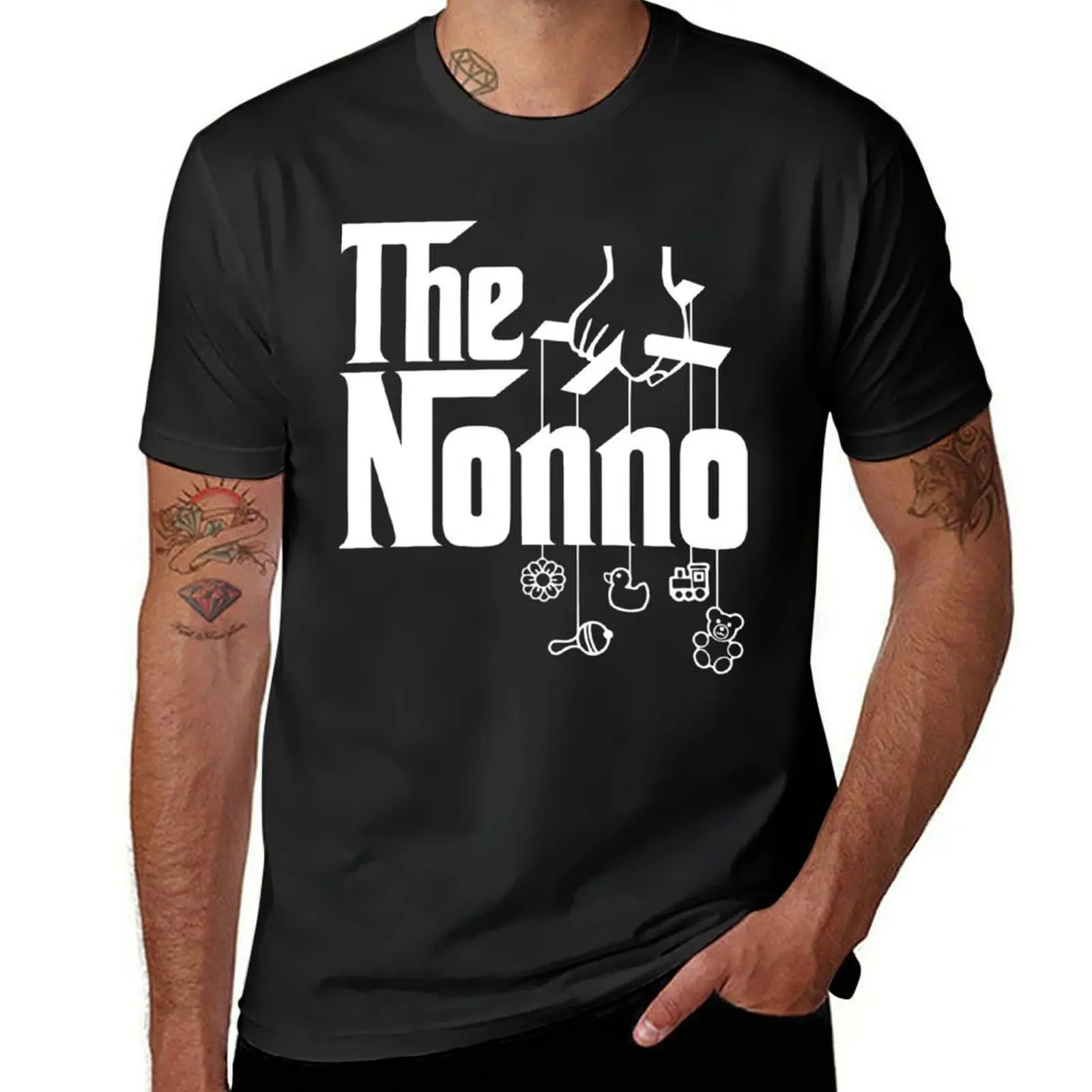 

Футболка Nonno-godfather, винтажная одежда для мальчика, большие размеры, милые топы, приталенные футболки для мужчин
