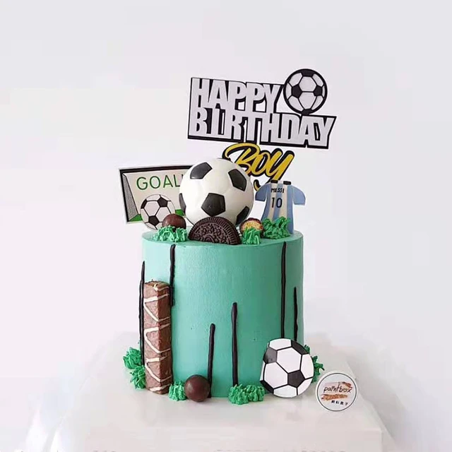 Décoration de gâteau sur le thème du football de la passion, décoration de  drapeaux de football, décoration de gâteau de joyeux anniversaire,  fournitures de fête d'anniversaire pour garçons et enfants, Chi 