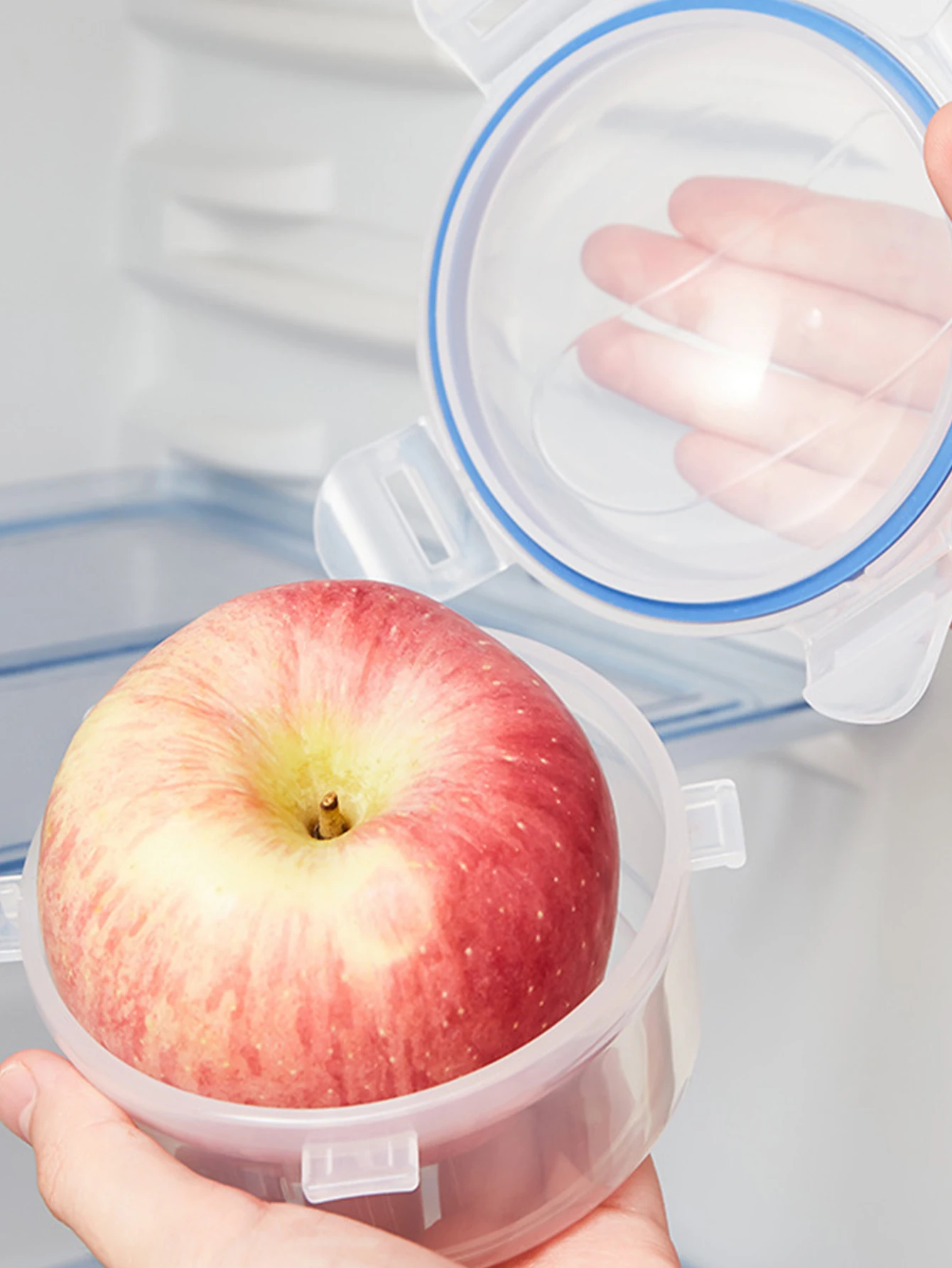 과일 보존 상자, 사과 보관 상자, 가정용 뚜껑 원형 밀폐 상자, 양파 상자, 전자 레인지 가열 밥 상자