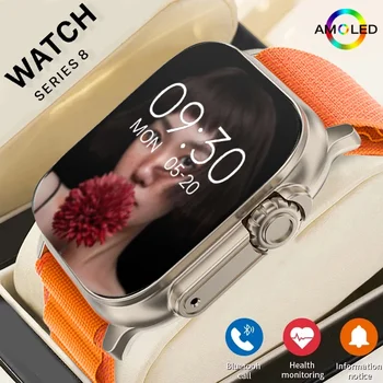 남성용 스마트 워치 나침반 GPS 시계, NFC IP68 방수 스마트워치, 애플 시리즈 9, HK8 프로 맥스, 2.04 인치, 49mm, 2024 신제품