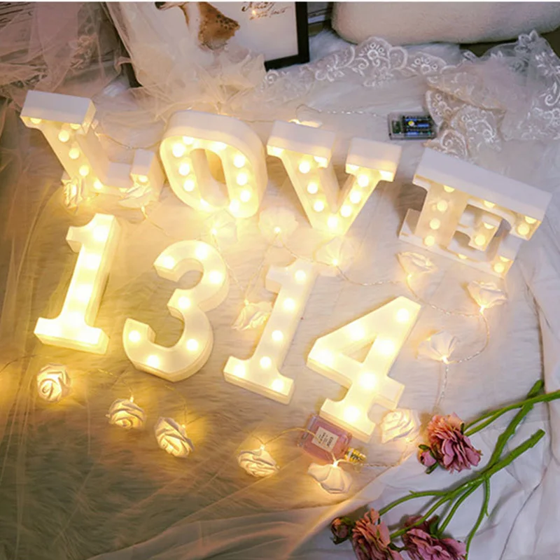

LED Alphabet Letter Lights Luminous Number Lamp Night Light Home Wedding Birthday Party Decoration Bedroom Gift Galaxy Projector
