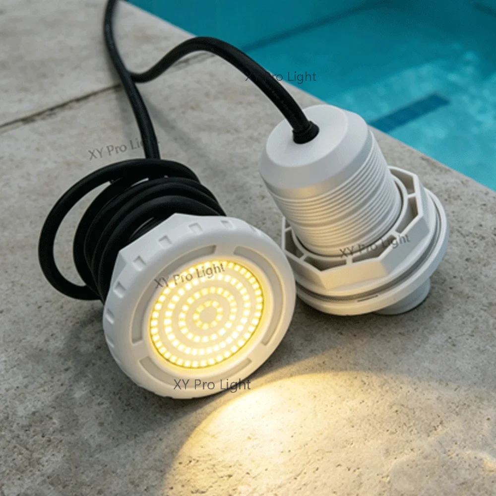 AC/DC12V 15W LED 수중 수영장 조명 RGB 색상 변경 IP68 방수 램프(웨딩 파티용 리모컨 포함)