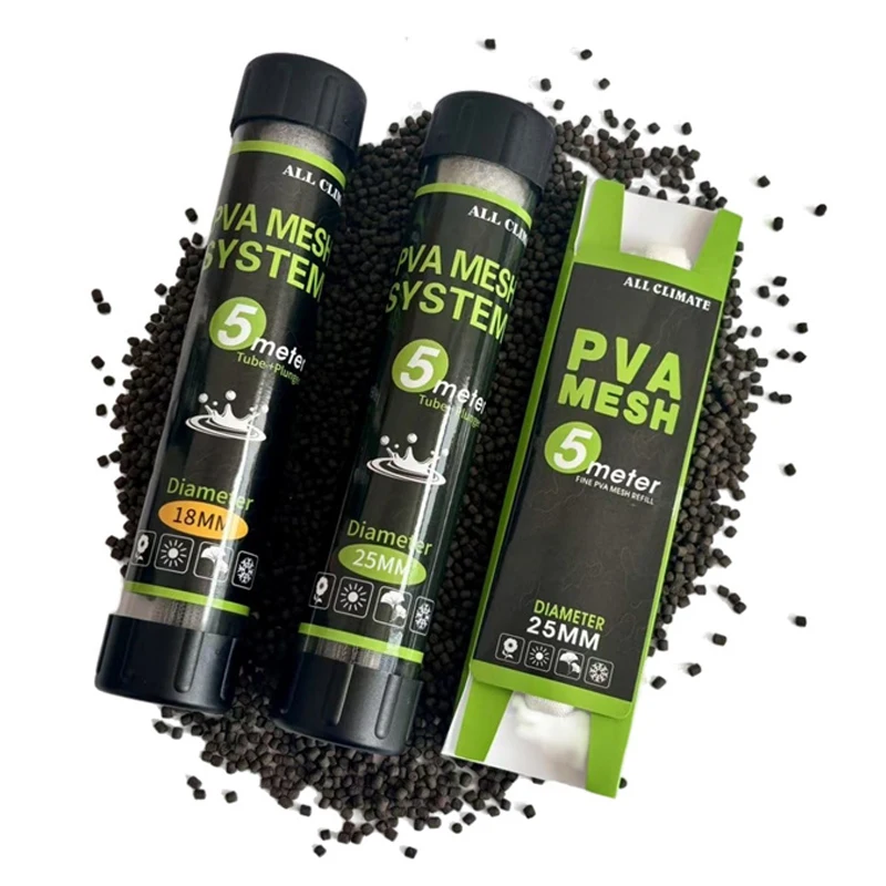PVA Soluble Mesh Feeder Carp Fishing Lure Refill Rig Hook Bait Wrap Bag 500x18/25/37/44mm Water Soluble Bait Thrower Fishing