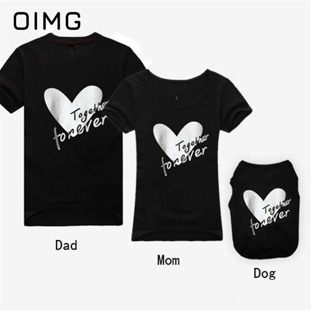OIMGFamilyDogsClothesHeartLetterPrintedDogShirtsPomeranianShortSleevePetCat