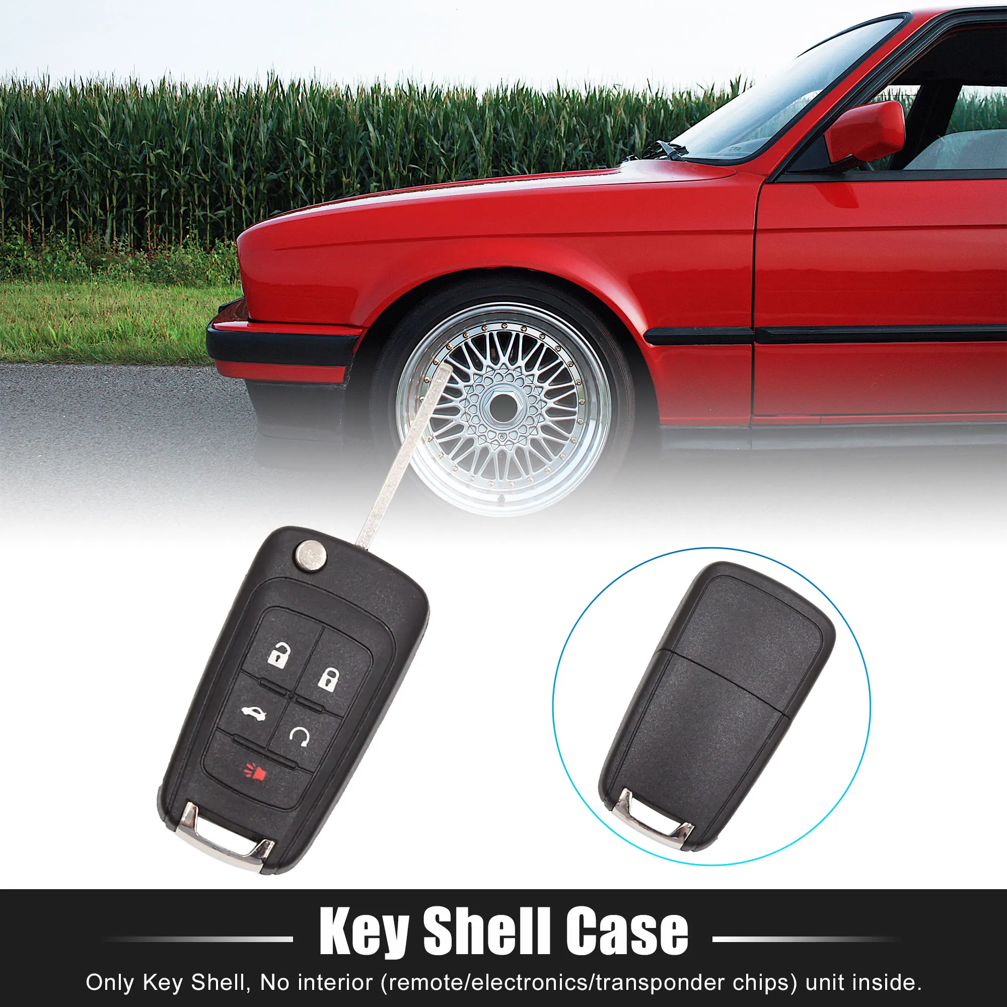 X Autohaux Car Remote Key Case Shell 5 Key Button Cover Tools Per Chevrolet Camaro Cruze Equinox Malibu Sonic Spark Volt 2010-13