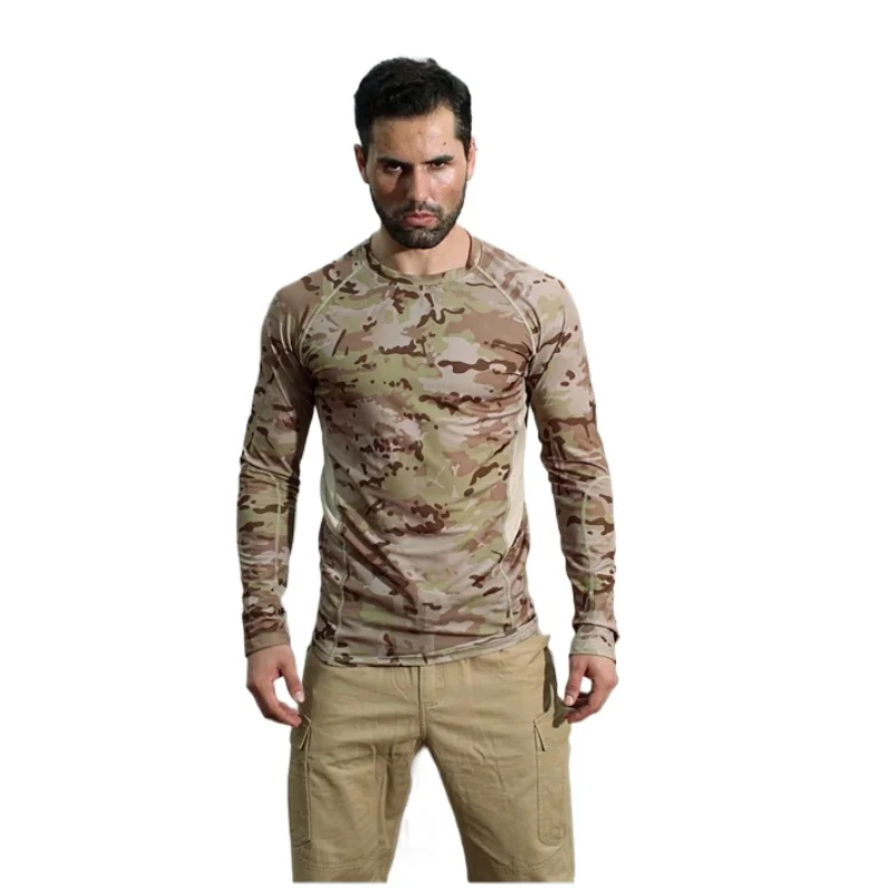 New Tactical Camouflage Mesh Elastic Quickdry T-shirts O-neck Long Sleeve Tees MC MTP MCA