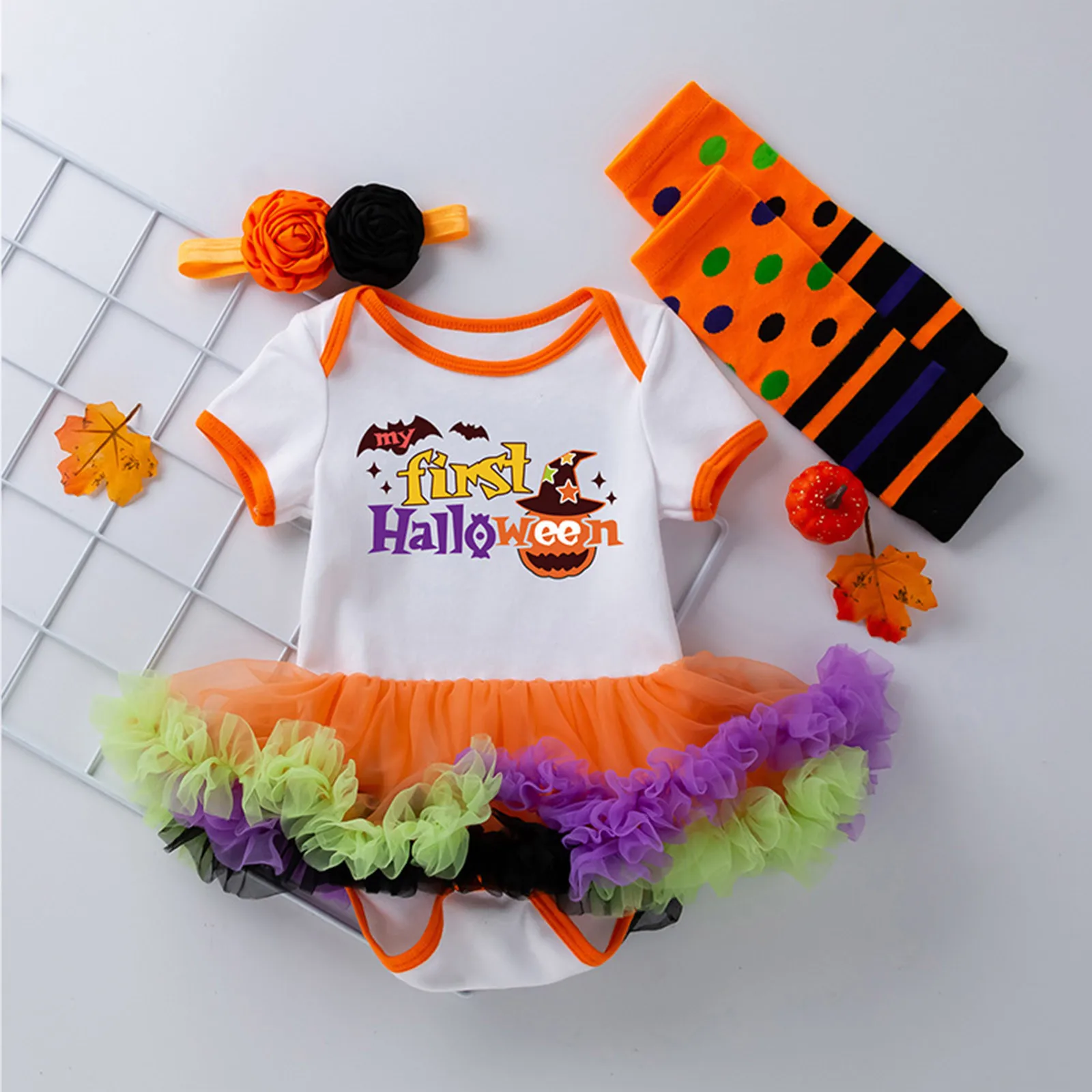 

3Pcs Toddler Cute Cartoon Baby Girls Rompers 0-24 Month Halloween Skull Pattern Infant Newborn Jumpsuit Set Newborn Baby Clothes