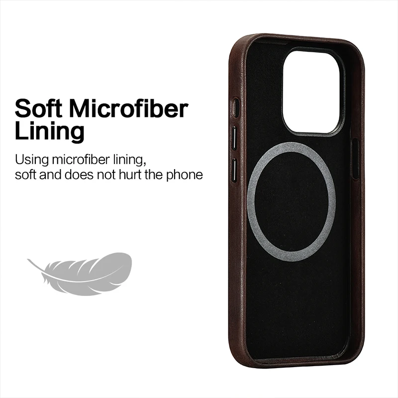 Genuine Leather Case for iPhone 16 Pro Max Real Skin Business Case for iPhone 15 Pro Max 14 Pro 13 Magnetic Charging Back Cover 4