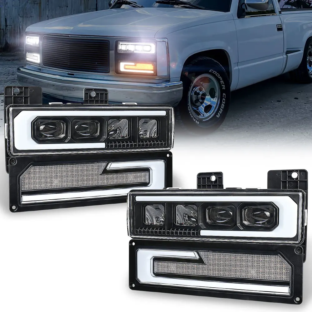 

MOVOTOR Car Accessories Truck Led Headlight with Welcome DRL Turn Signal Lights Headlamp Assembly For 1988-1998 Chevy GMC