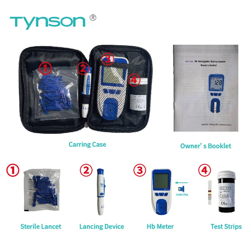 

Tynson Hb Meter Hemoglobin Analyzer Machine With Lancet And Test Strips