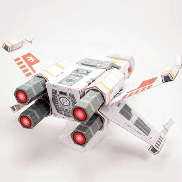 X-WING Fighter Red Paper Model Mini 3D Cube Figure Papercraft DIY Kids Adult Origami Art Handmade Craft Toys FC-014 5