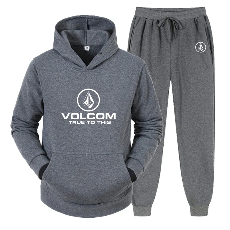 Men's VOLCOM Spring and Autumn Outdoor High Quality Hoodie Set, Sports Mountain Hoodie, Fashion and Leisure 2
