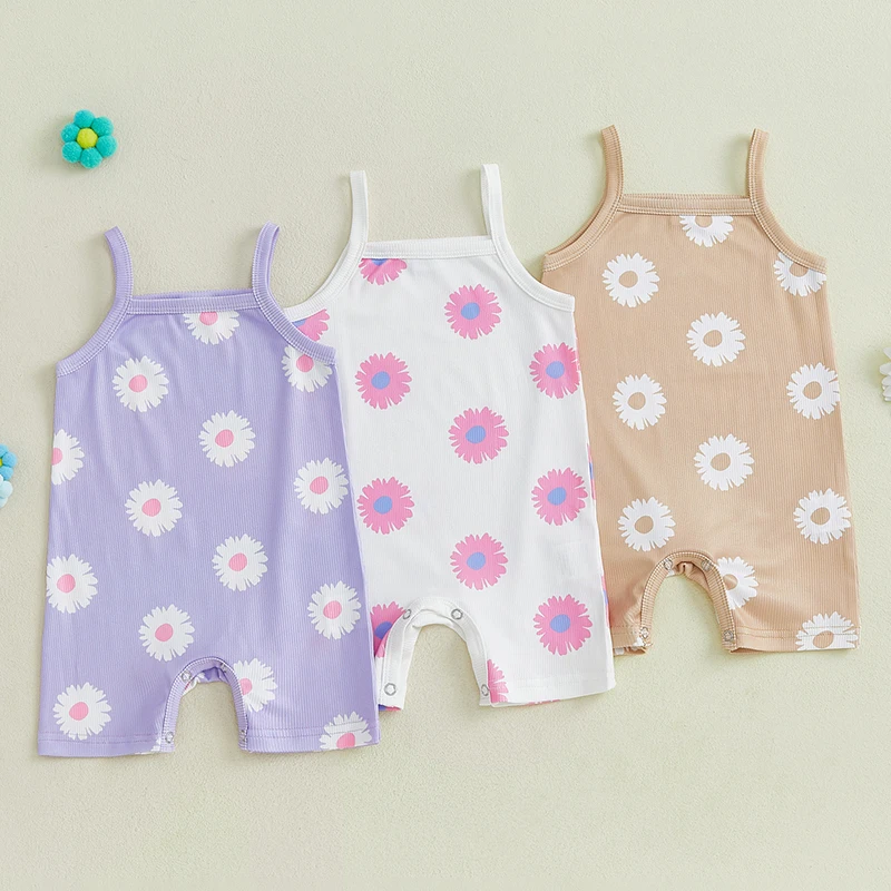 Summer Infant Baby Girls Romper Clothes Sleeveless Spaghetti Strap Floral Print Baby Playsuit Jumpsuit Fashion Newborn Clothes baby rompers baby jumpsuit cotton jumpsuit baby clothing cotton onesies