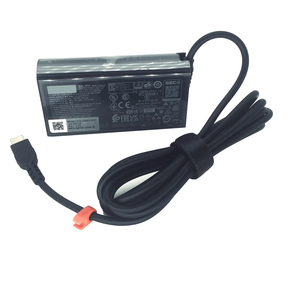 2025 신형 슬림  파워 어댑터 65W 노트북 충전기 USB C 레노버 씽크패드/요가/크롬북 컴퓨터 타입 C 고속 충전