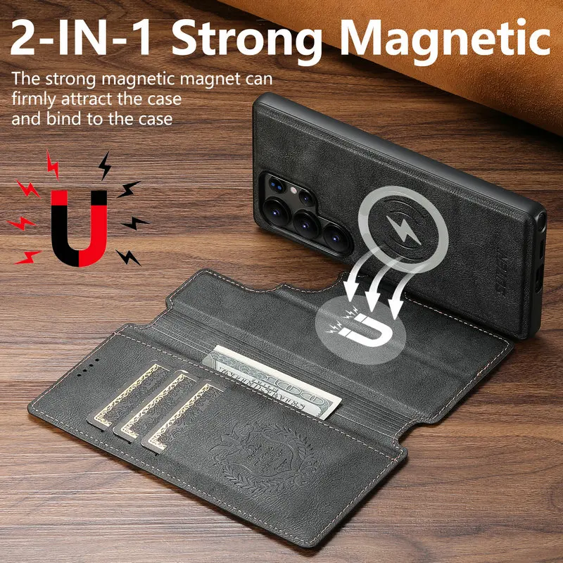 Premium 2-in-1 Detachable Leather Wallet Flip Case with Magnetic Closure