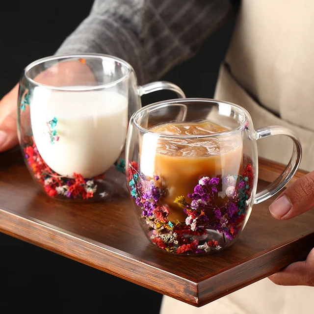 Petal Fancy Dried Flowers Double Wall Glass Mugs – Terra Powders