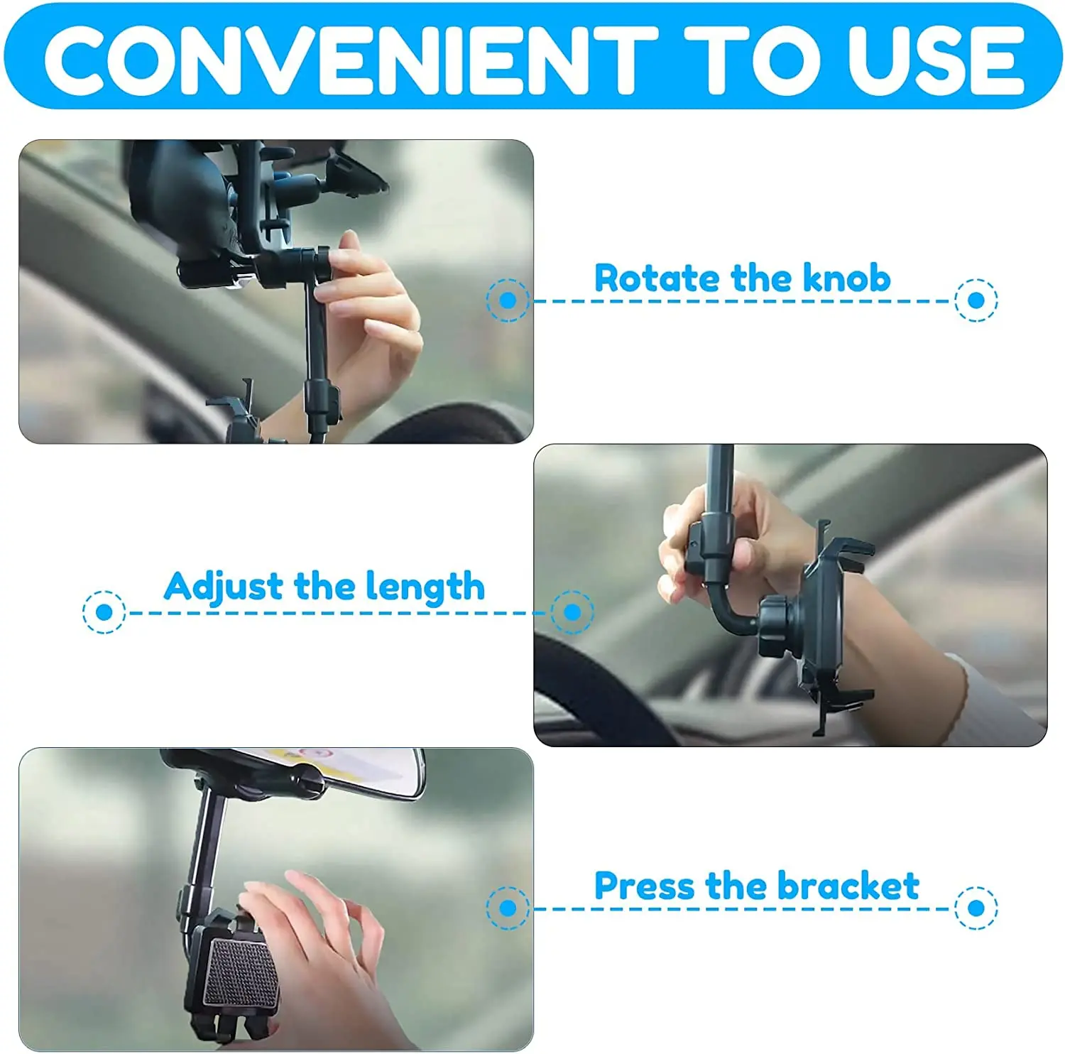 360°Rotatable and Retractable Car Phone Holder, Phone Mount for