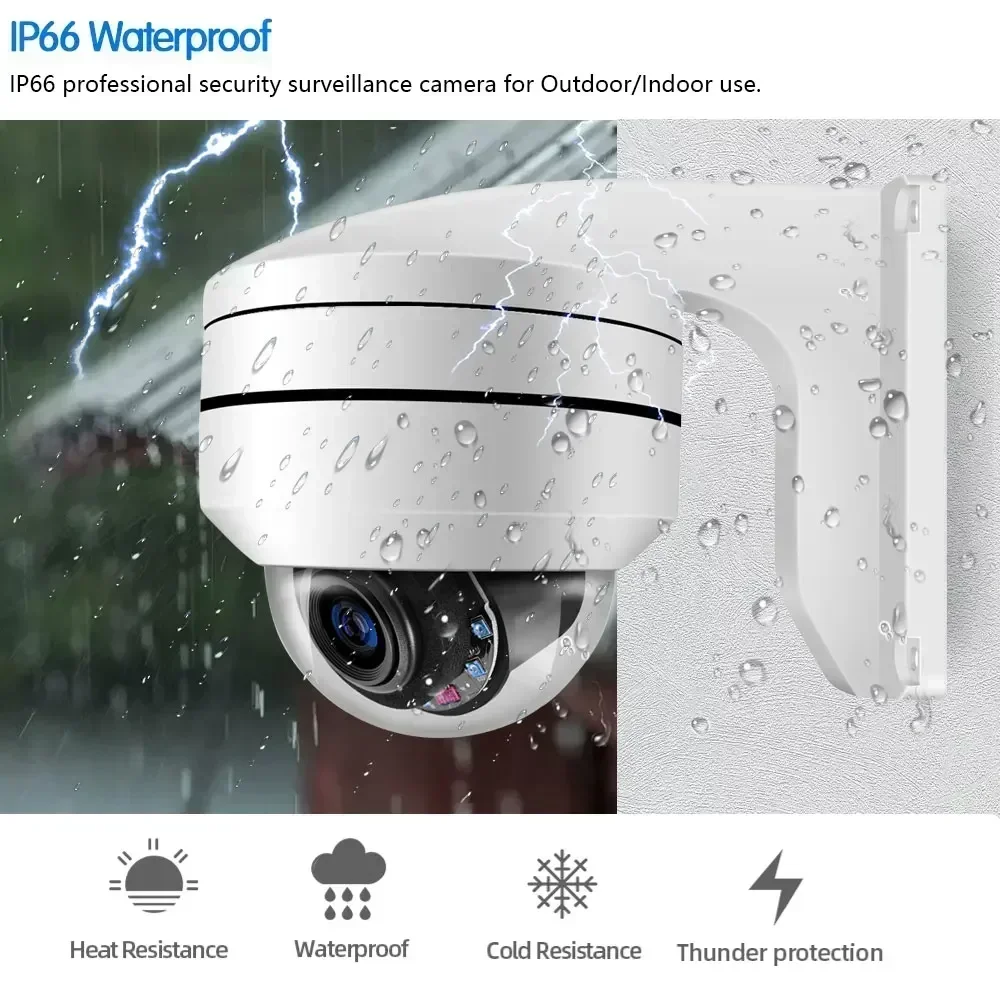 Caméra Surveillance 360° 10X Zoom Optique - 4 Caméras WiFi 1080P