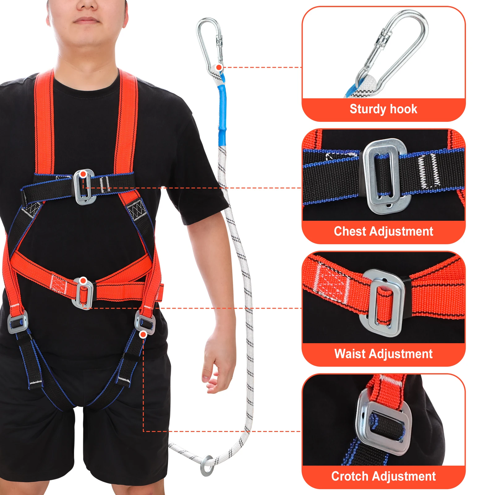 Five-point High Altitude Work Safety Harness Carabiner Outdoor Climbing Training Construction Industrial Security Belt Rope safety harnesses