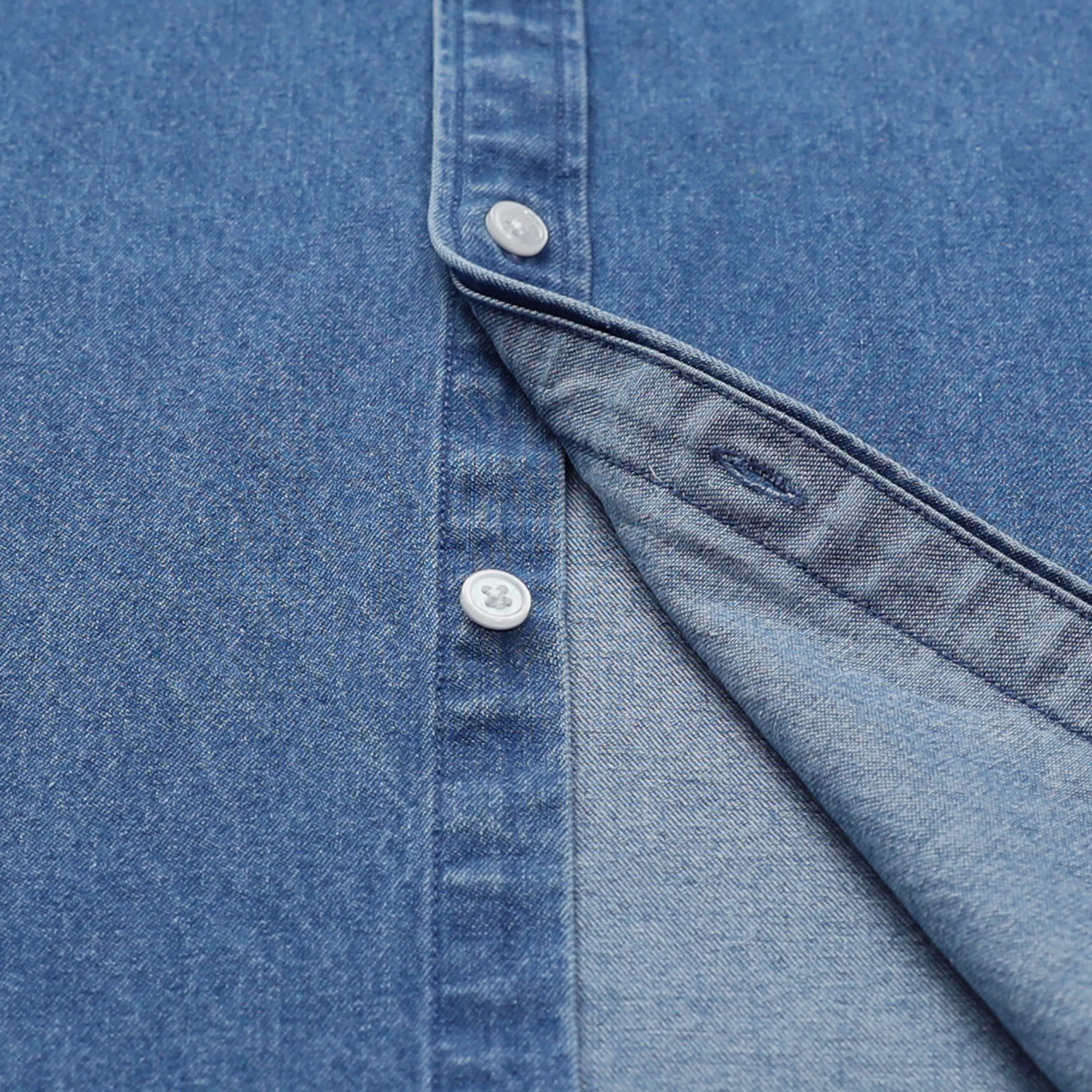 Mens Denim Shirts Button Down Short Sleeve Western Cotton Casual Work Shirt