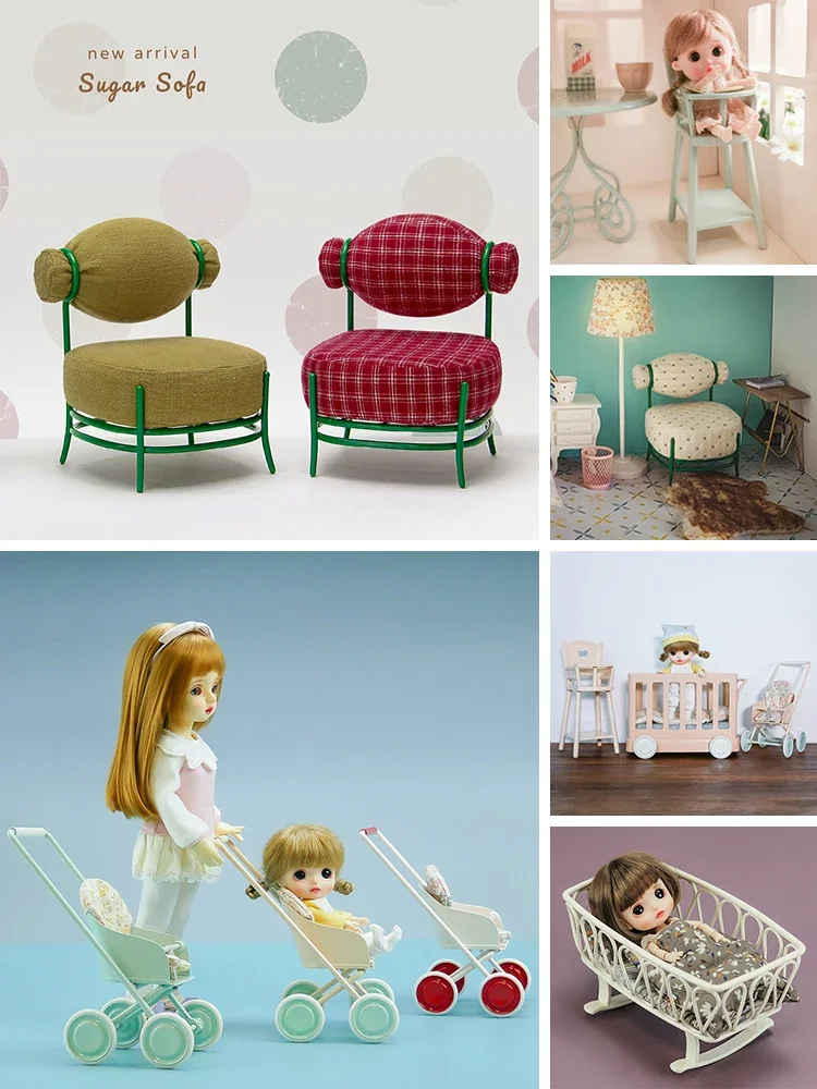 Doll House Miniature Cloth Sofa Miniature Chairs Children Play Doll Houses Toys New Diy Miniature Dollhouse Furniture