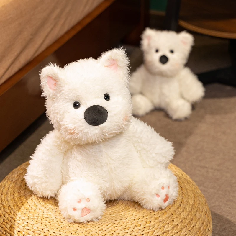 Cute Plush West Highland Dog Plush Toy White Terrier Dolls Stuffed Soft Dog Pillow Kawaii Toy for Birthday Gift