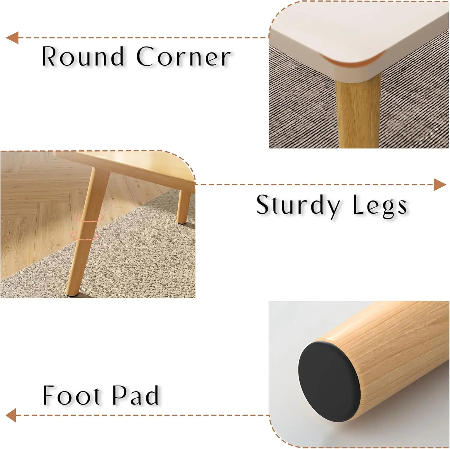Small Coffee Table Low Table Solid Wood Sturdy Floor Table Desk for Sitting on The Floor, Storage and Living Room Furniture 6
