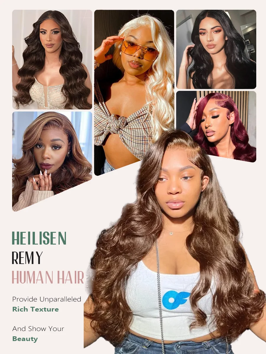 220% Density 36 Inches Chocolate Brown Body Wave 13x6 Lace Front Human Hair Wigs 13x4 Lace Frontal Wig Brazilian Remy Hair Wig 5