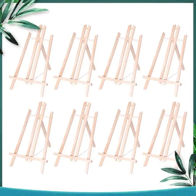(NEW) 8Pack Wood Easels, Easel Stand For Painting Canvases, And Crafts Tripod, Painting Party Easel For Kids Student School 3