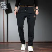 Men's Ice Silk Work Trousers with kets Summer Casual Straight Leg Sports Pants Durable for Labor Low Waist Loose Fit