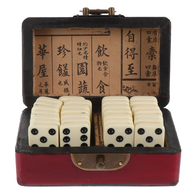 1 Set Wood Dominoes Set with Box Dominoes Block Set Domino Construction Jewelry Box Kids Party Favors 1