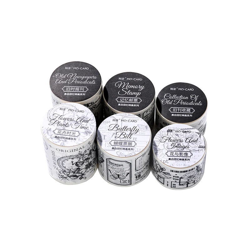 Journamm 30mm/40mm/50mm*2m Vintage Washi Tapes Flower Butterfly DIY Scrapbooking Art Collage Junk Journal Craft Tapes Stationery 6