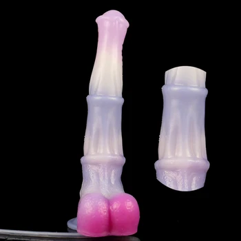 YOCY New Seajelly Colorful Horse Dildo Realistic Squirting Function Animal Penis With Suction Cup For Men Anal Orgasm Sex Toy 4