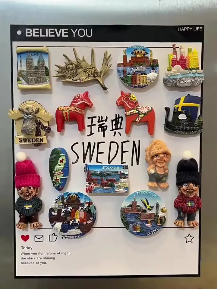 Zweden 3D Lund Koelkast Magneet Souvenir Gift, Hars Handgemaakte Zweden Koelkast Magneet Thuis & Keuken Decoratie Collectie