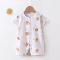 2024 New Baby Onesies Climbing Clothes Pure Cotton Summer Newborn Boys Girls Rompers Short-Sleeved Thin Harness Infant Clothes 1