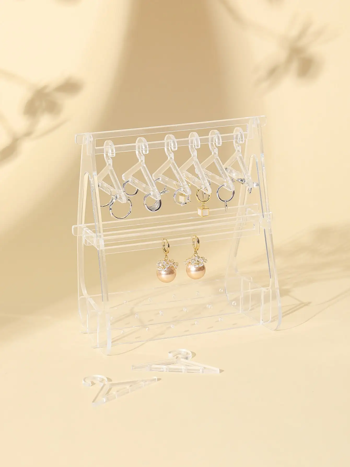 1pc-Hangers Creative Earring Display Clear Acrylic Organizer Stand Showcase Ear Stud Hanger Shape Tabletop Jewelry Storage Rack