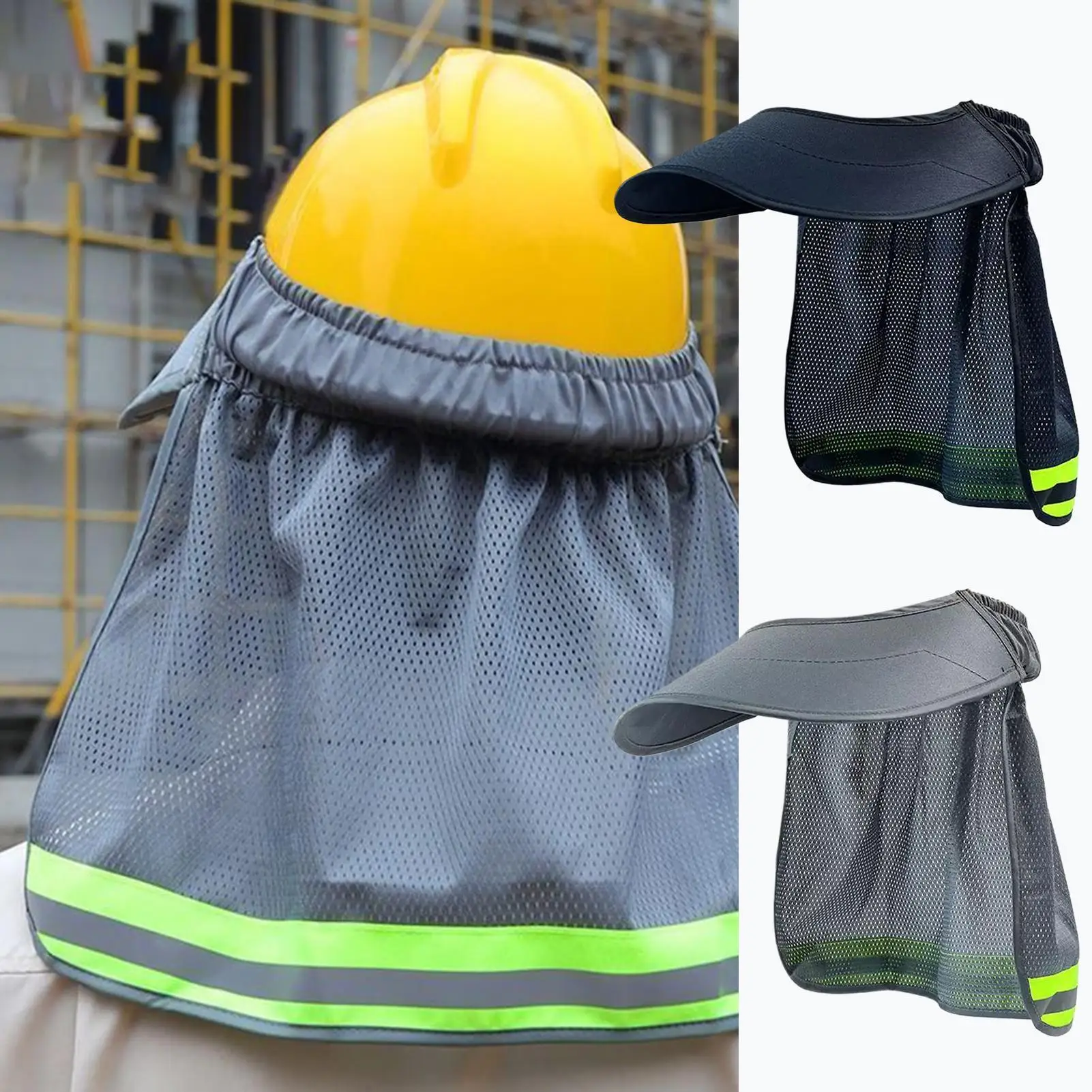 ard Hat Shade Sun Visor Neck Shade Reflective Strip Protective Helmet Attachment For outdoor Working Construction Sites Men