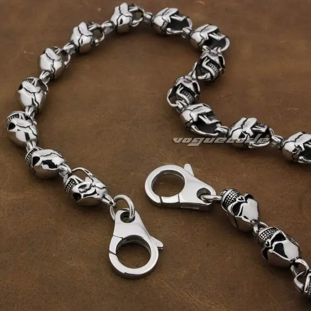 316 Solid Stainless Steel Cool Skull Wallet Chain 18'' Biker Trucker W