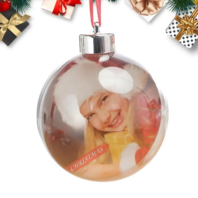 

Photo Baubles For The Christmas Tree DIY Transparent Photo Ball Xmas Tree Hanging Decorations for Family Kids Pets Pictures