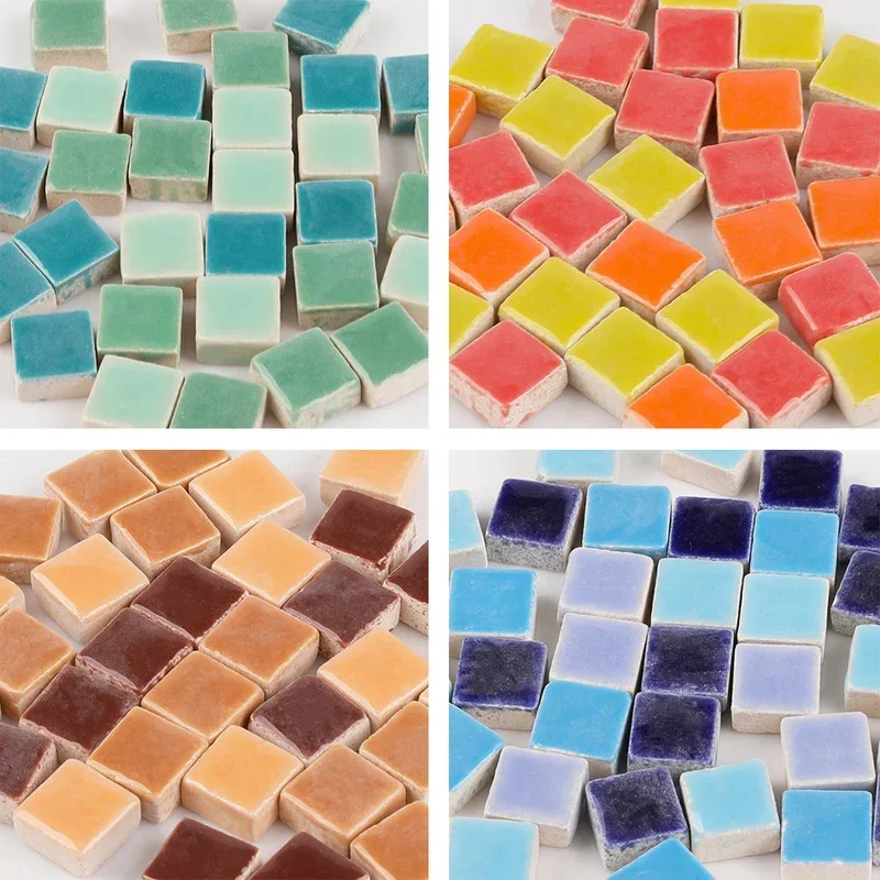 100pcs Porcelain Mosaic Tiles 9.5mm Square 4mm Thickness DIY Crafts Materials