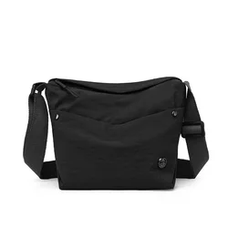Sleek Ultra - Light Nylon Crossbody Bag with Adjustable Strap and Zipper Closure (Black)