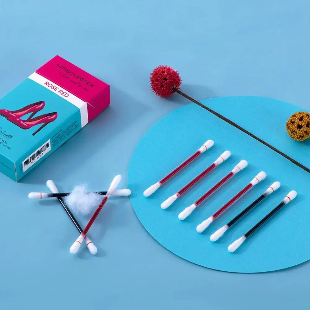 Liquid Lipstick 20cs/Set lip gloss lip makeup Non-Stick Cigarette Tattoo Cotton Swab Design Waterproof Lip Gloss Moisturizing Portable Korean Makeup