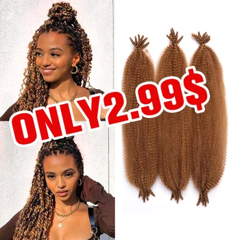 Kinky Marley Braids Crochet Hair Bulk Extensions Faux Locs Pre-Separated Spring Afro Twist HairFor Butterfly Locs synthetic hair 1