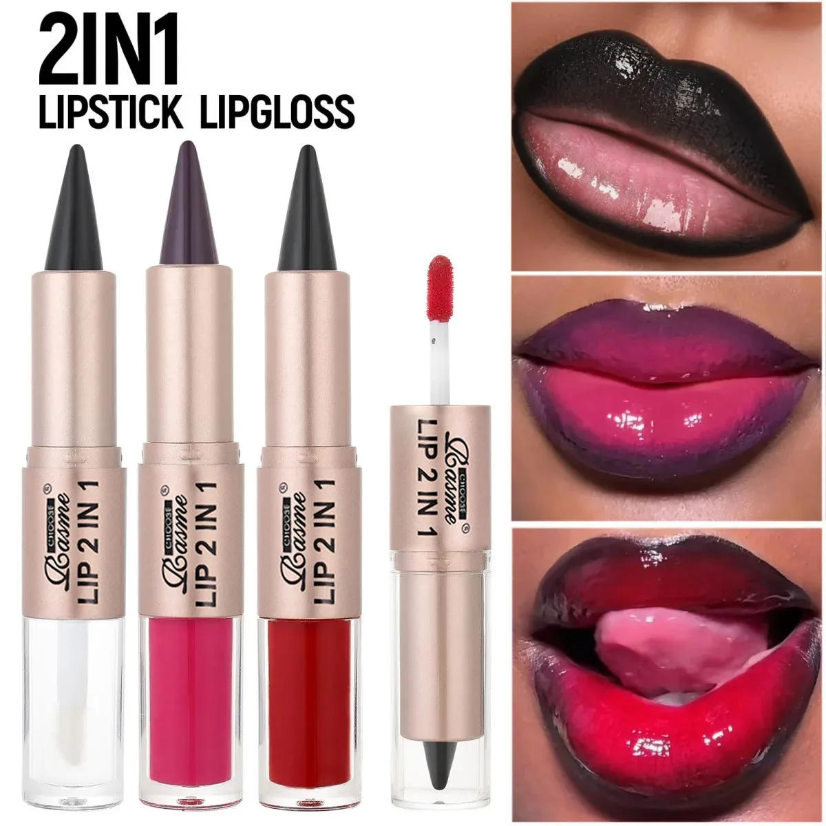 2IN1 Tapered Gradient Lipliner Pen Nude Brown Mirror Glass